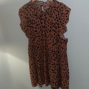 Brown and Black Leopard Print Dress